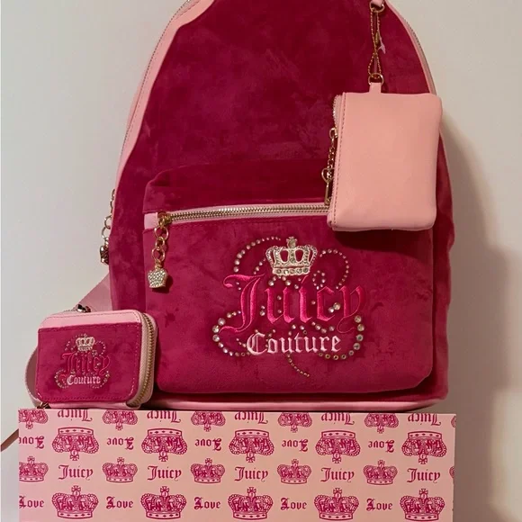 Juicy Couture Fuchsia Backpack with Accessories - Picture 2 of 2